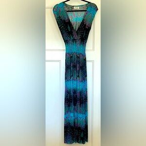 Arianna by Howard’s Vintage Paisley Maxi Dress S/M Multicolor Stretch Cinched